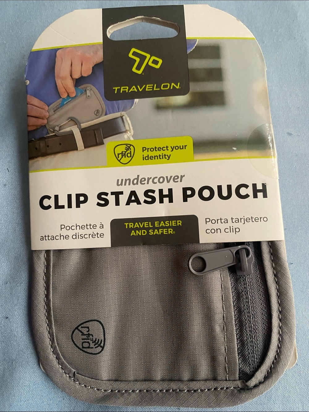 Travelon Gray Undercover Clip Stash Pouch with RFID Protection